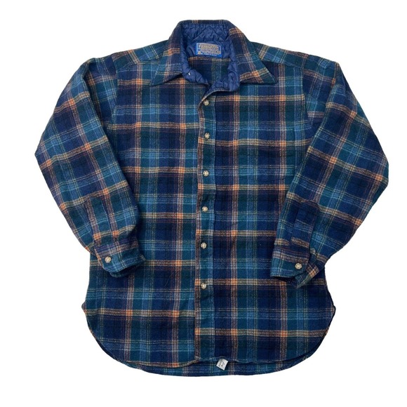 Pendleton Other - Pendleton Vintage 60s Tartan Plaid Board Shirt 100% Wool USA Navy Blue Mens S/M